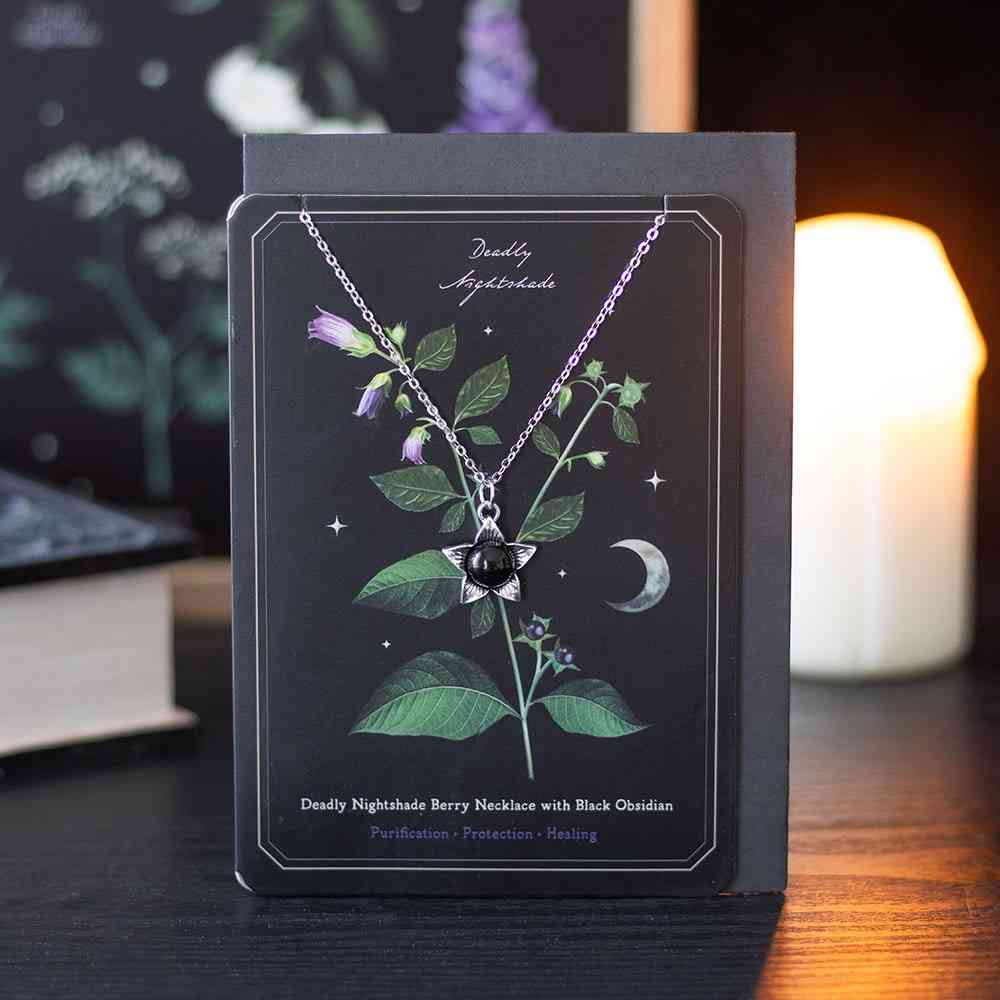 Something Different - Deadly Nightshade with Black Obsidian Karte mit Halskette - Mehrfarben
